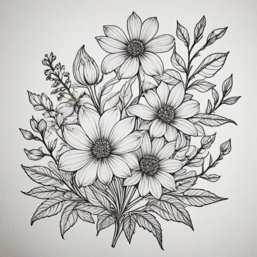line work flowers