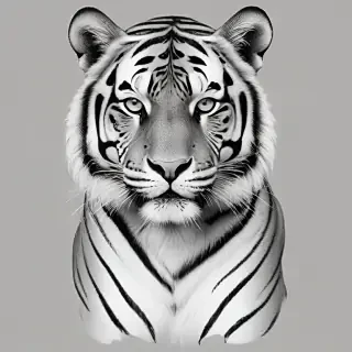 tiger clipart black and white