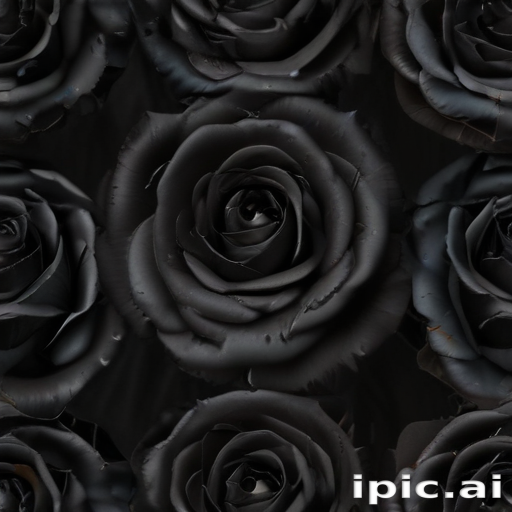 Elegant Arrangement of Dark Black Roses on a Mysterious Background
