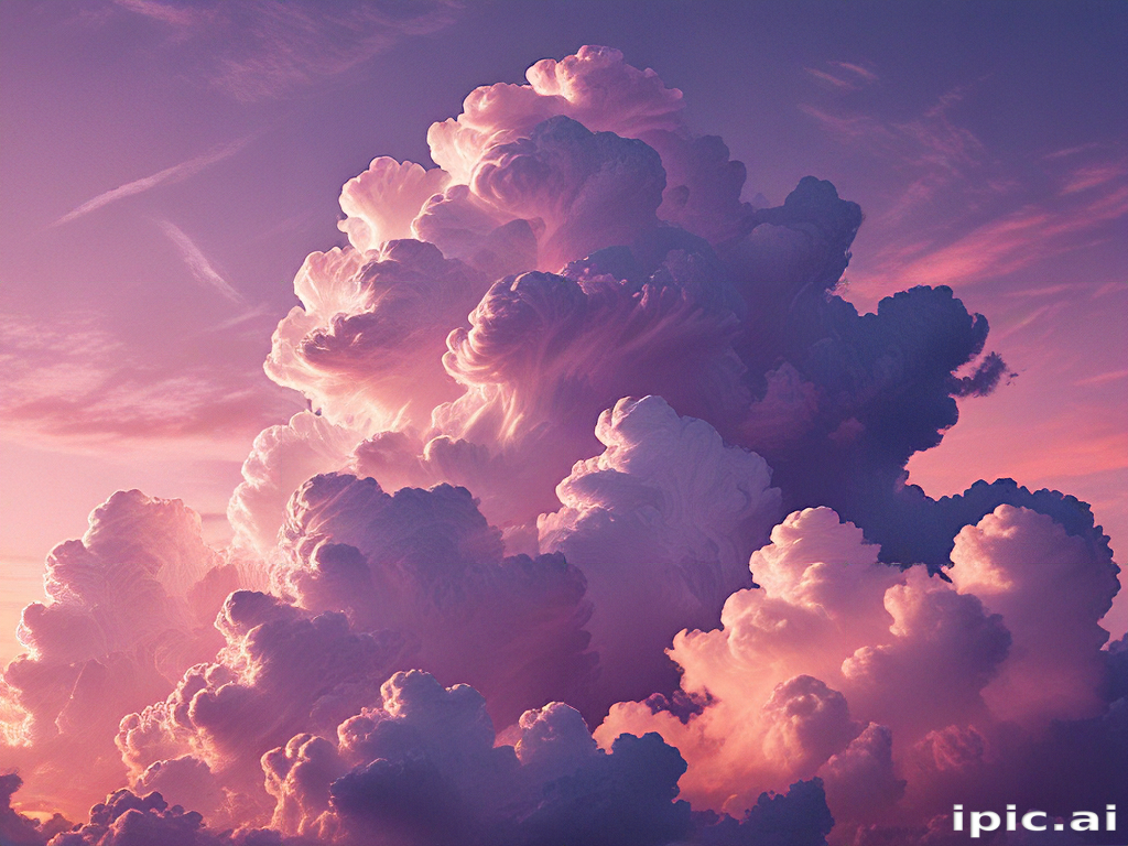 Majestic Sunset Clouds Illuminated by Soft Pink and Purple Hues