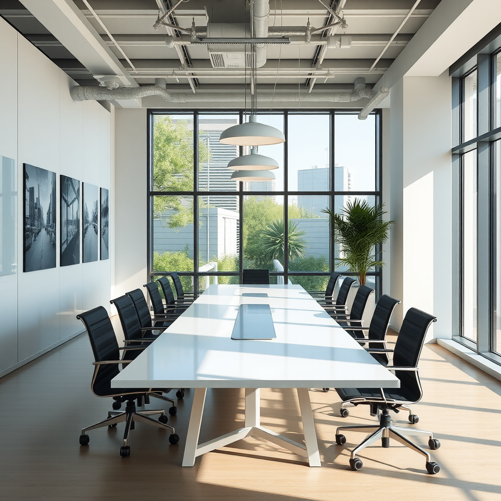 m33t1ng, indoors, long table, chairs, window, office