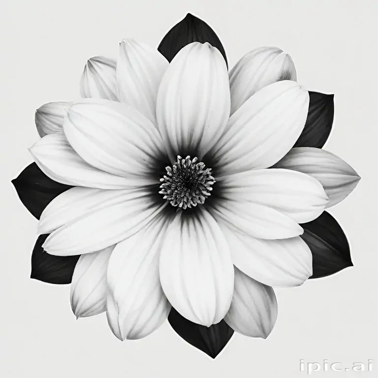 black and white flower png