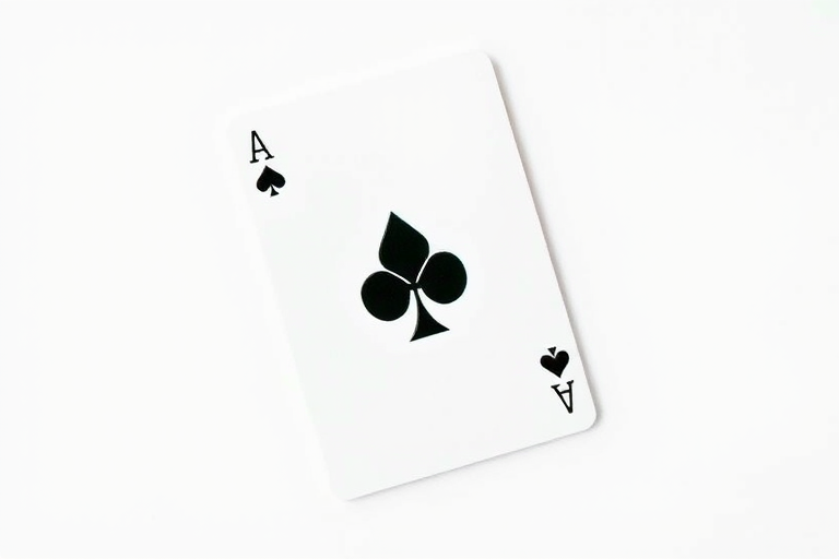 Create an image of an Ace of Clubs playing card with a clean design, white background, high-resolution, shot with a DSLR camera at f/2.8 aperture, ISO 100, 1/125 shutter speed, top-down view, natural lighting.