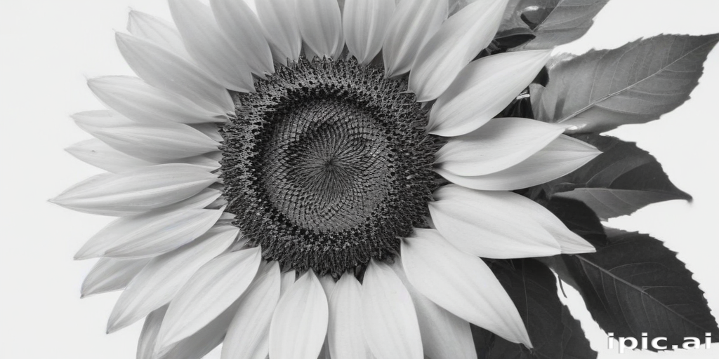 A Stunning Black and White Image of a Majestic Sunflower Bloom.