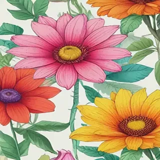 color drawing flowers