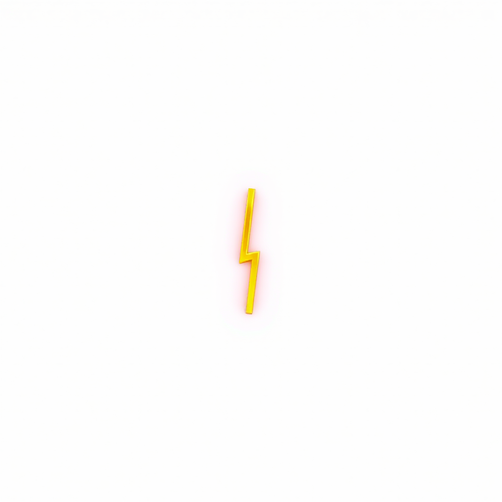 Create a high-resolution image of a power symbol in bright orange against a white background, using a Canon EOS R5 camera with a 50mm f/1.2 lens, aperture set to f/2.8, ISO 100, and a shallow depth of field to enhance focus on the symbol.