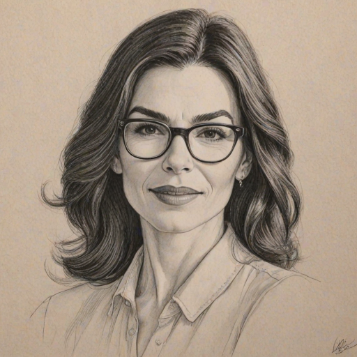 Splendid Julianna Margulies, pencil sketch, portrait of Stunning woman 1976s in glasses, hair style beatnik, outline, clear lines, fine lines, 8k