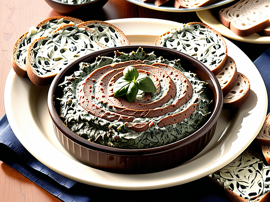 spinach dip with pumpernickel bread
