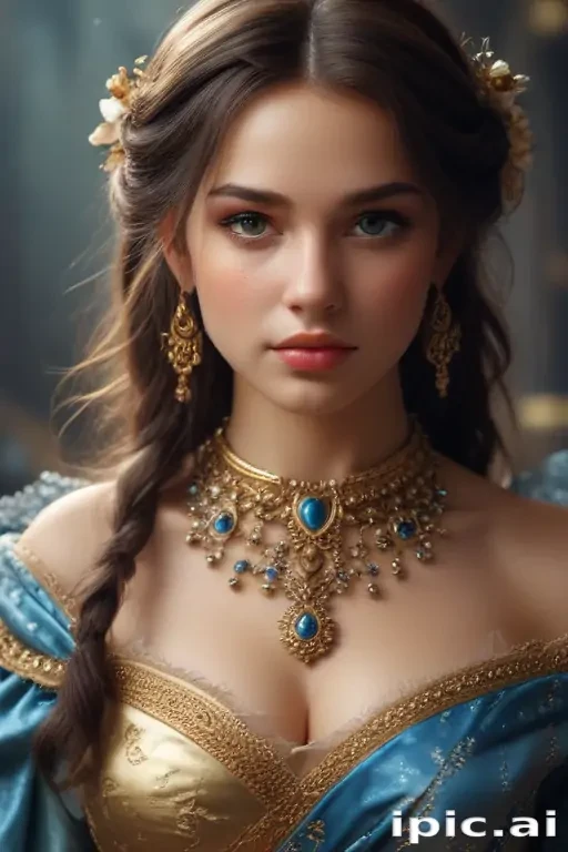 Elegant Portrait of a Regal Woman Adorned in Royal Attire and Jewelry