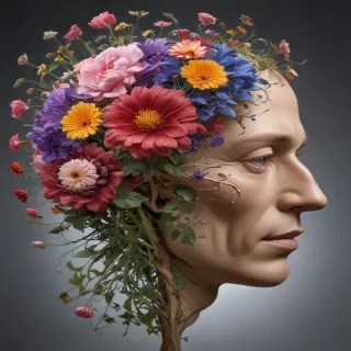 half brain half flowers