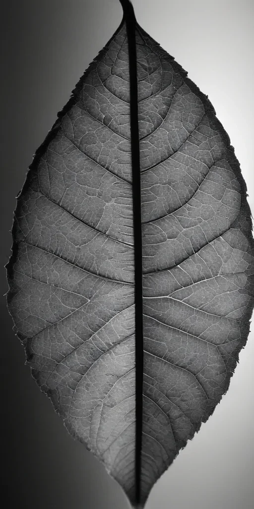 leaf in black and white