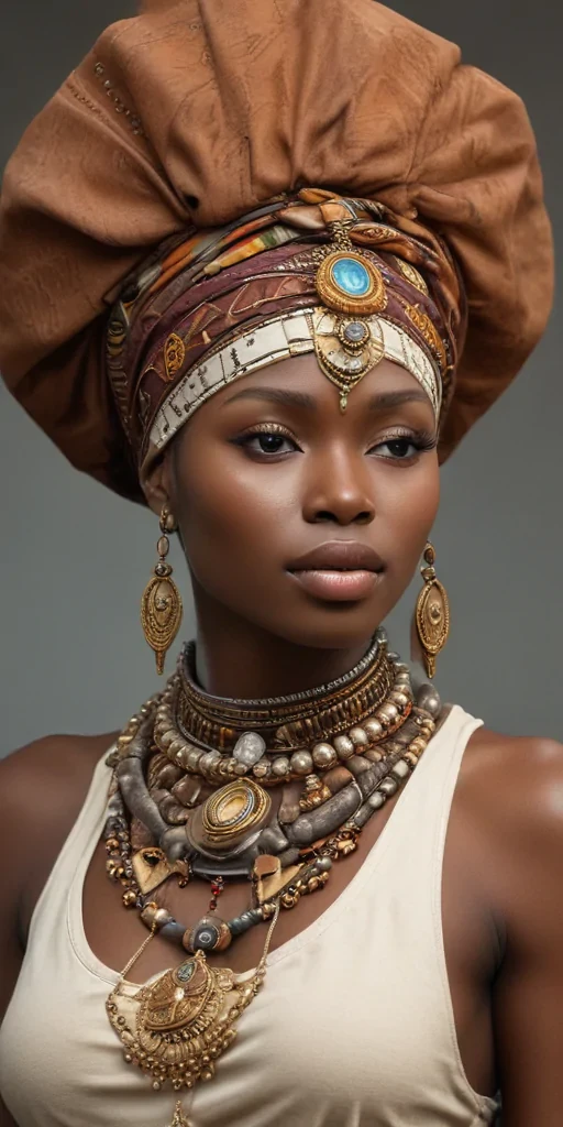 Elegant Portrait of a Woman Adorned in Traditional African Jewelry and ...