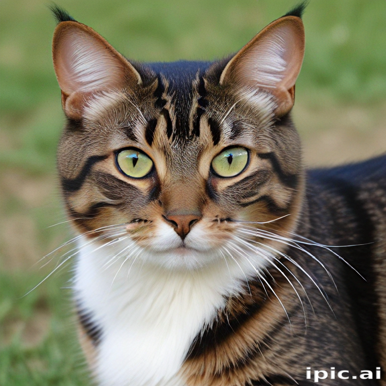 A Close-Up of a Majestic Cat with Striking Green Eyes Outdoors.
