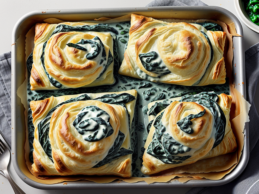 creamed spinach and potatoes with puff pastry