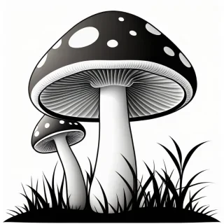 mushroom clip art black and white