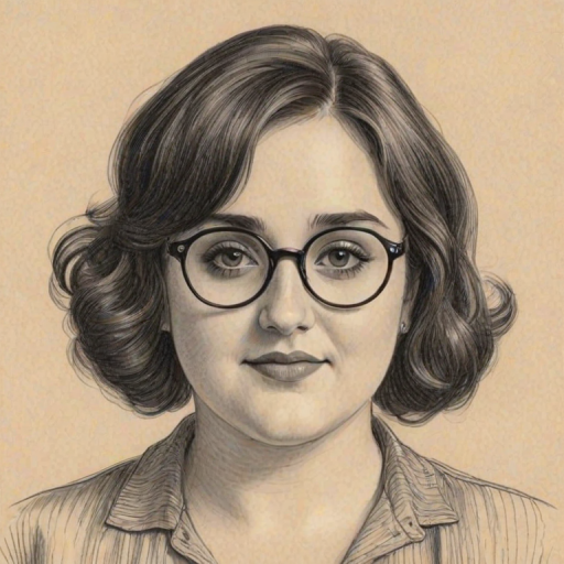 Wonderful Nikki Blonsky, pencil sketch, portrait of Charming woman 1922s in glasses, hair style beatnik, outline, clear lines, fine lines, 8k