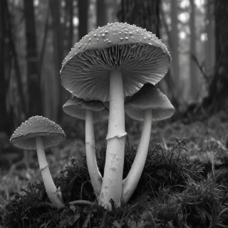 mushroom black and white