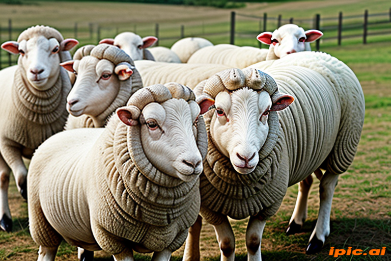 Setting Sheep A Flock of Adorable Sheep Grazing in a Lush Green Pasture.
