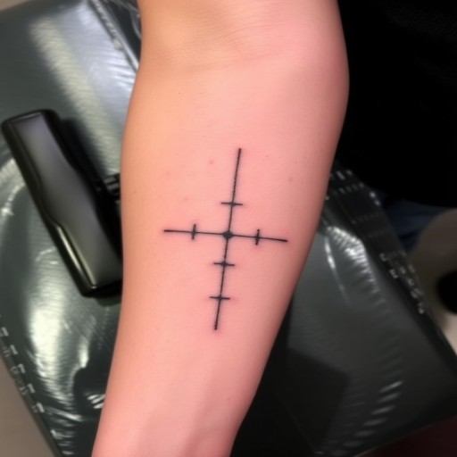 Stick and poke tattoo named "Raw Authenticity" showcasing hand-poked designs with a deliberately rough and unrefined aesthetic, often incorporating simple line work and dotwork patterns, admired for its DIY charm