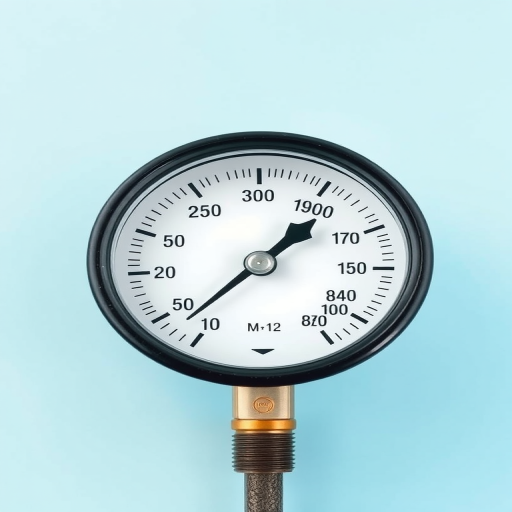 create a highly detailed vector illustration of a pressure gauge with a light blue background, displaying numbers and a black casing, shot with a DSLR camera at f/8 aperture, ISO 100, 1/200s shutter speed, viewed from a slightly angled top-down perspective to emphasize depth and clarity