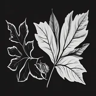 clipart leaf black and white