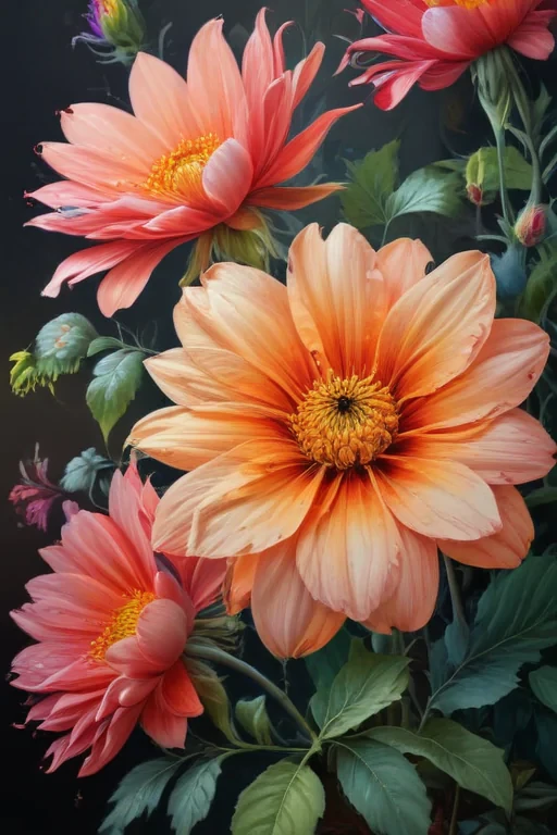 flower drawings with color