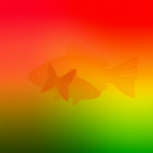Create a vibrant gradient image of a fish silhouette in a wavy design, using a Canon EOS R5 camera, 50mm lens, aperture f/2.8, shutter speed 1/200s, ISO 100, soft natural lighting, and a focus on smooth color transitions from red to green.