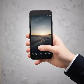 hand holding phone png