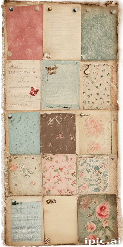 A Beautiful Collage of Vintage Papers with Floral Patterns and Textures.