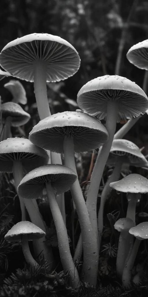 mushroom black and white