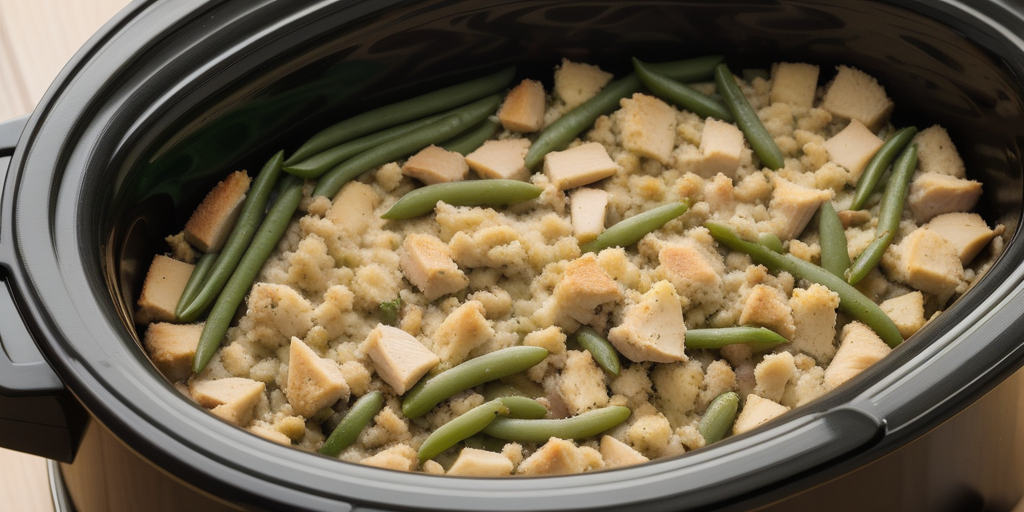 crockpot chicken stuffing and green beans