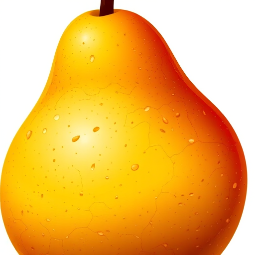 create a high-resolution illustration of a ripe pear, vibrant colors, soft lighting, close-up view, 50mm lens, f/2.8 aperture, DSLR camera, focus on texture and details of the pear