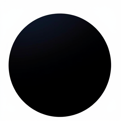 Create a high-resolution circular design featuring a large central black circle surrounded by a gradient blue circle, set against a white background, using DSLR camera settings with an aperture of f/8, shutter speed of 1/200s, ISO 100, and a macro lens for close-up detail, shot in bright daylight for vivid colors and sharp contrast.