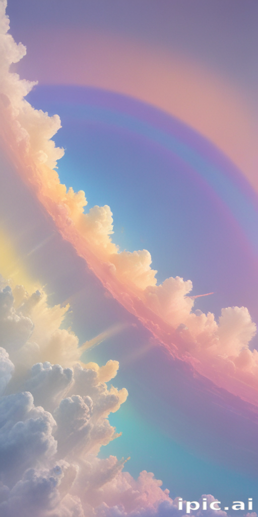 A Dreamy Sky Filled with Colorful Clouds and Beautiful Rainbows.