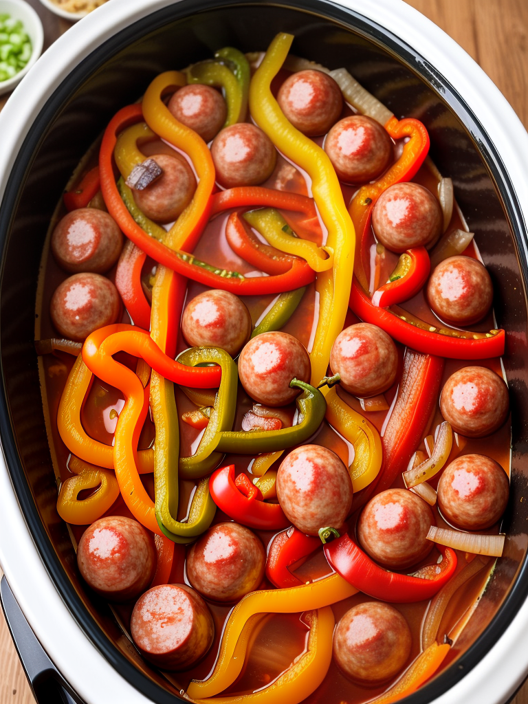 sausage onions and peppers in crock pot