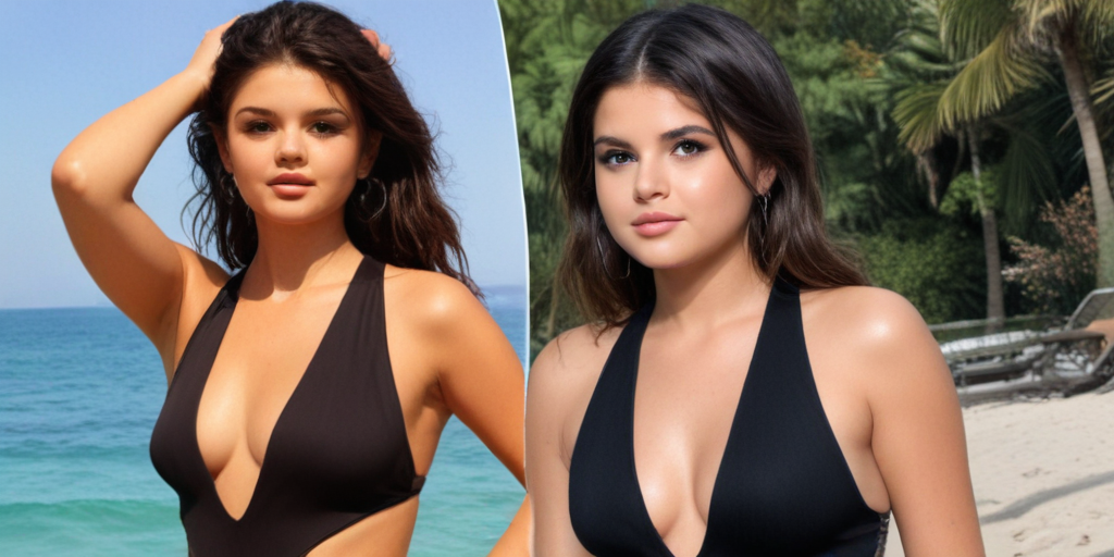 selena gomez black swimsuit