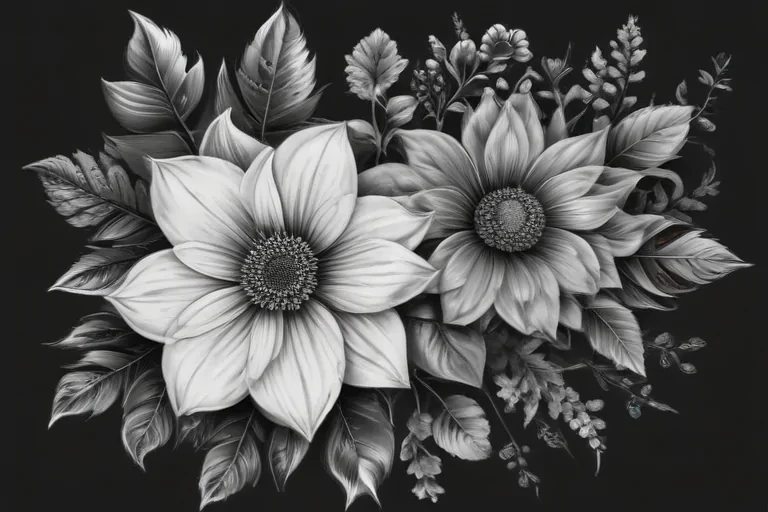 flower clip art black and white