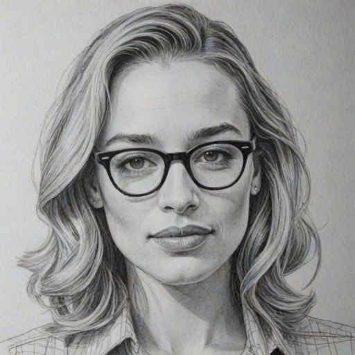 Pleasing Piper Perabo, pencil sketch, portrait of Magnificent woman 1942s in glasses, hair style beatnik, outline, clear lines, fine lines, 8k