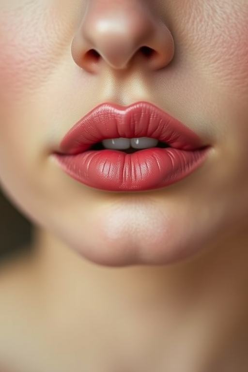 Romantic dusty rose lips with a velvet-like texture, timeless and feminine, perfect for vintage-inspired looks and bridal beauty