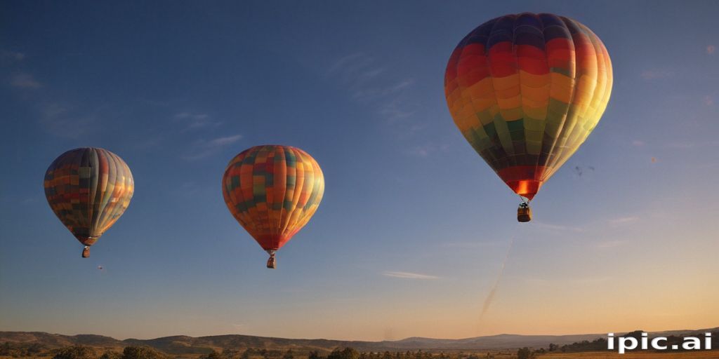Colorful Hot Air Balloons Soaring High Against a Vibrant Sunset Sky