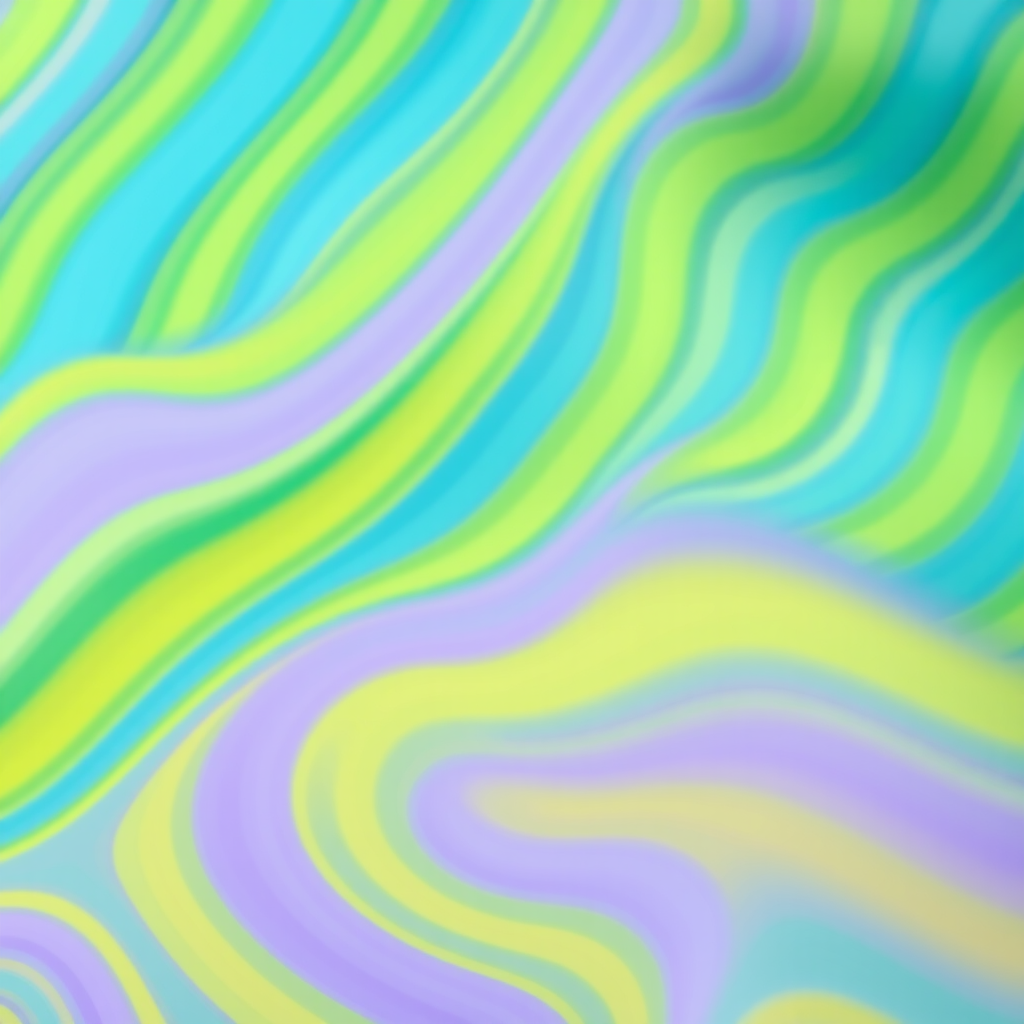 Create a vibrant, abstract pattern featuring pastel stripes in blue, green, yellow, and purple, shot with a Canon EOS R5 using a 35mm lens, f/8 aperture, ISO 100, 1/125 sec shutter speed, in a soft focus style to enhance color depth and clarity.