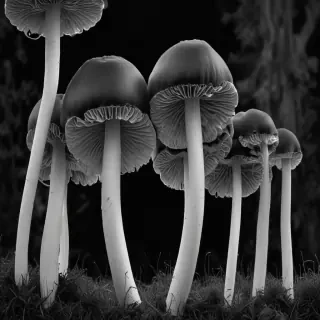 mushroom black and white