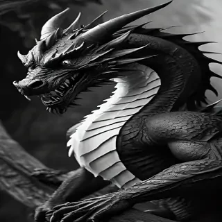 dragon black and white