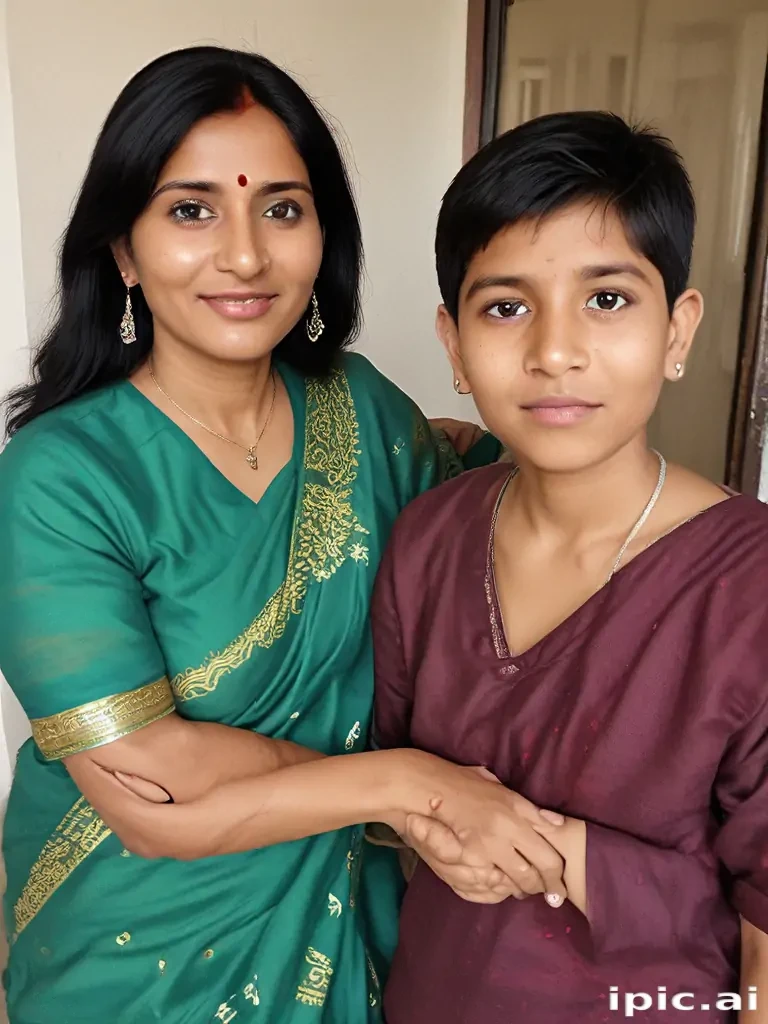 mom and son indian