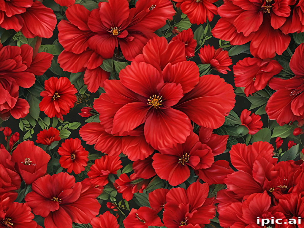 A Vibrant Display of Lush Red Hibiscus Flowers in Full Bloom.