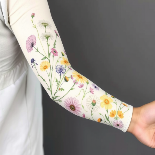 Botanical sleeve featuring native wildflowers, scientifically accurate renderings in soft pastel colors, delicate shading and fine line work