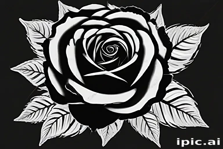 black and white rose clip art