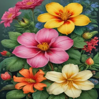 drawings of flowers in color