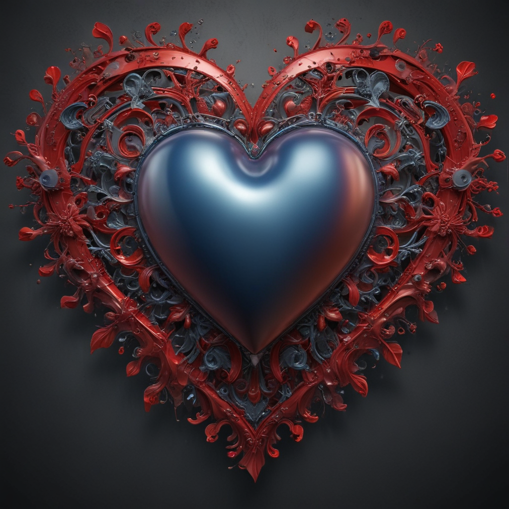 Intricate and Colorful Heart Design Featuring Elegant Swirls and Shapes