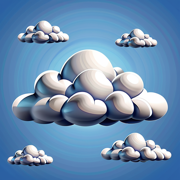 Whimsical Illustration of Soft, Puffy Clouds Against a Bright Blue Sky
